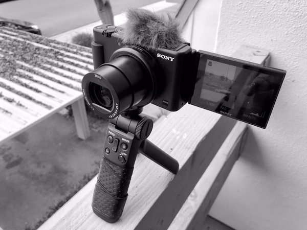 Small camera on a mini tripod